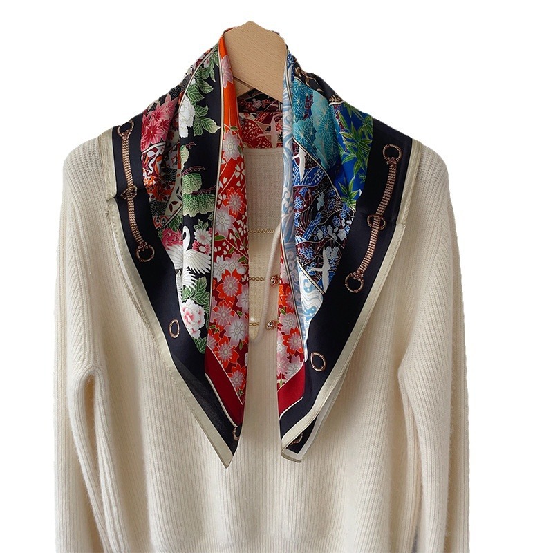 Pure Silk Square Scarf Colorful Large Wrap For Women Lightweight Multifunctional Shawl For Daily Wear 6