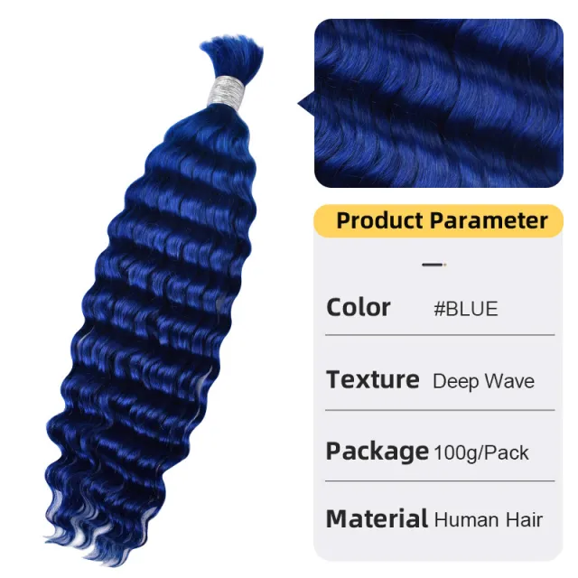 Deep Wave Women's Hair Extension Hair Bulk Blue - Shop at LoveMi