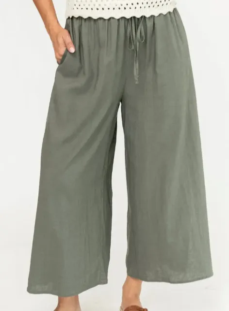 Loose Cropped Wide leg Pants Women's Clothing Gray - Shop at LoveMi