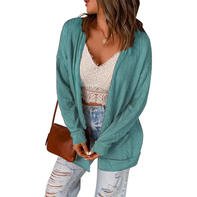 Women's Loose Wool Stitching Sweater Blue - Shop at LoveMi