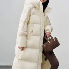 Down Jacket Winter Women's Mid-length Thick Coat - Cream - View 1