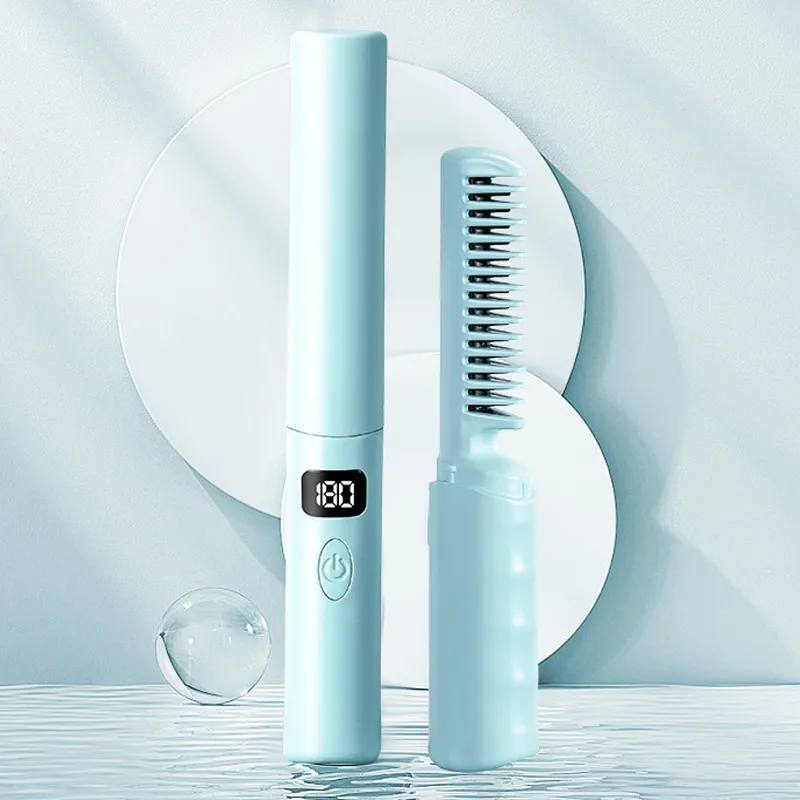LCD Charging Portable Straight Comb - Blue