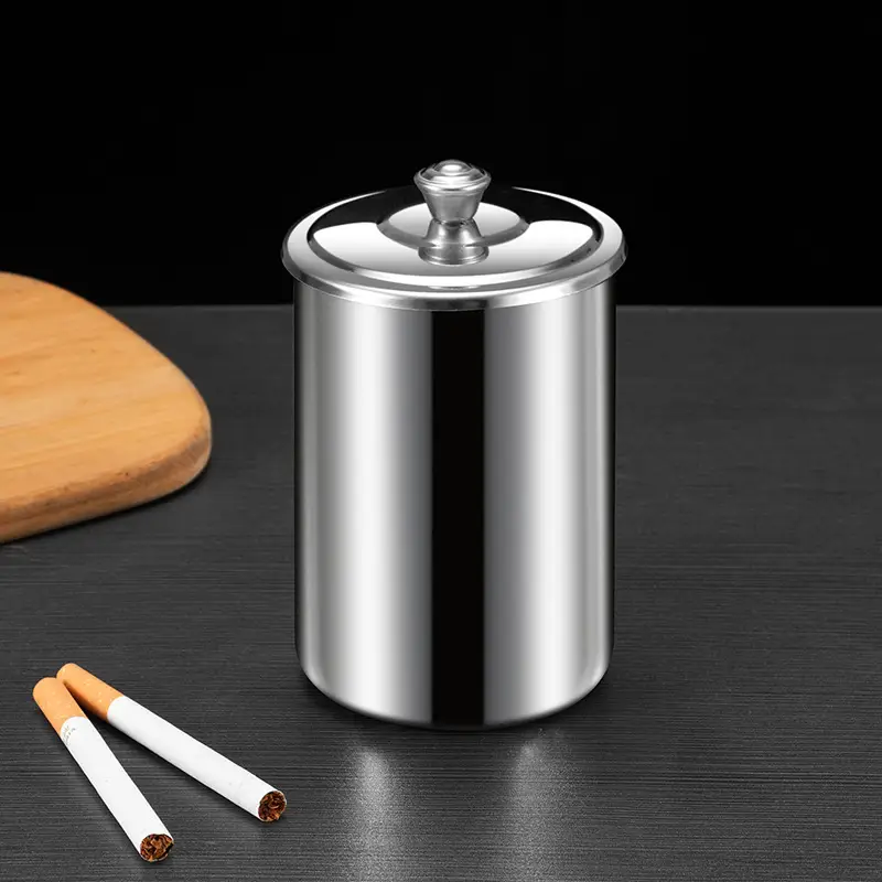 Fly Ash Ashtray With Cover Home Living Room Office Stainless Steel Car