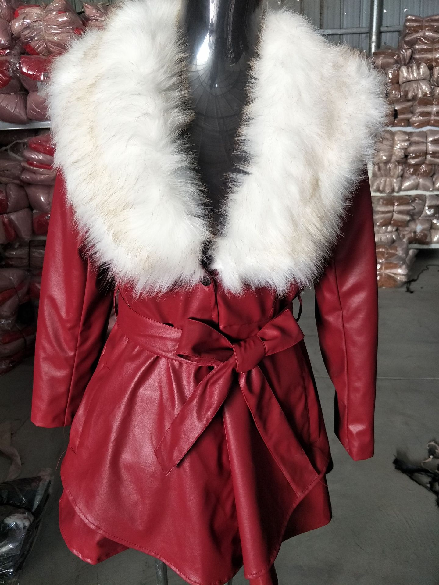 6-color Leather Imitation Fox Fur Collar Women's Mid-length Coat - Image 7