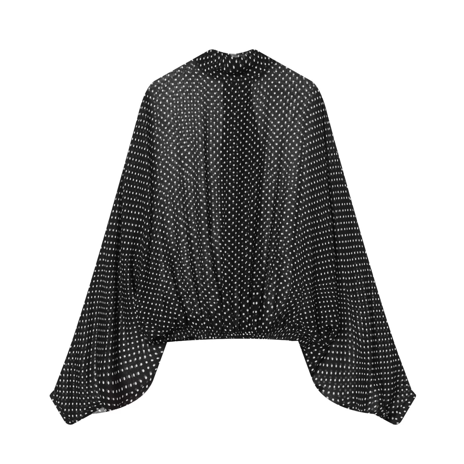 Casual Polka-Dot Bow-Tie Shirt And Polka-Dot Skirt Set