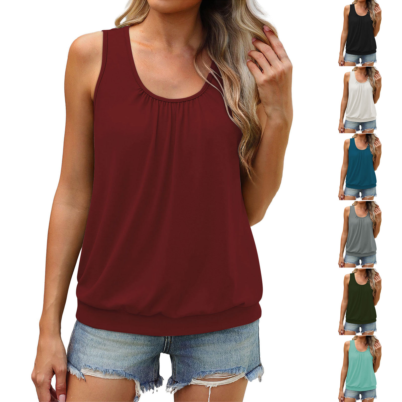 Women's Casual Mid-Length Short-Sleeve Tank TopT-Shirt