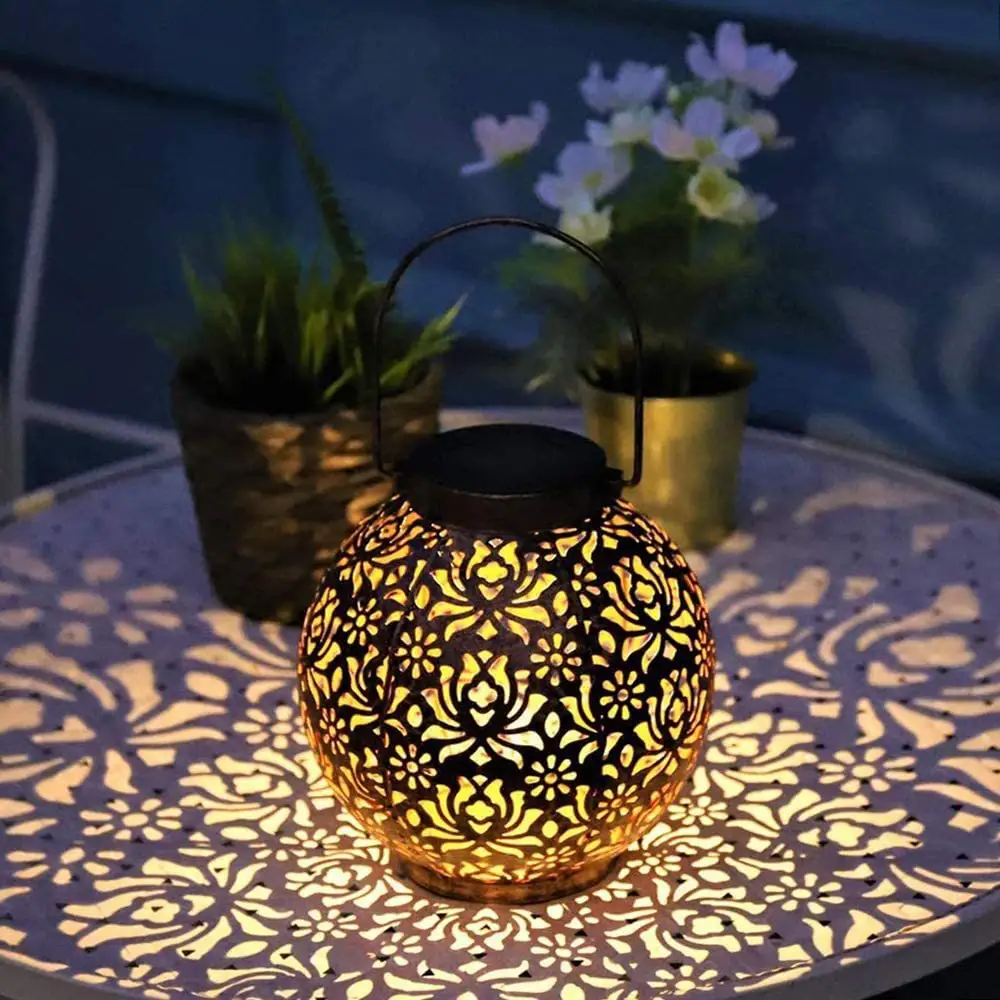 Outdoor Hollow-Design Solar-Powered Hanging Lamp
