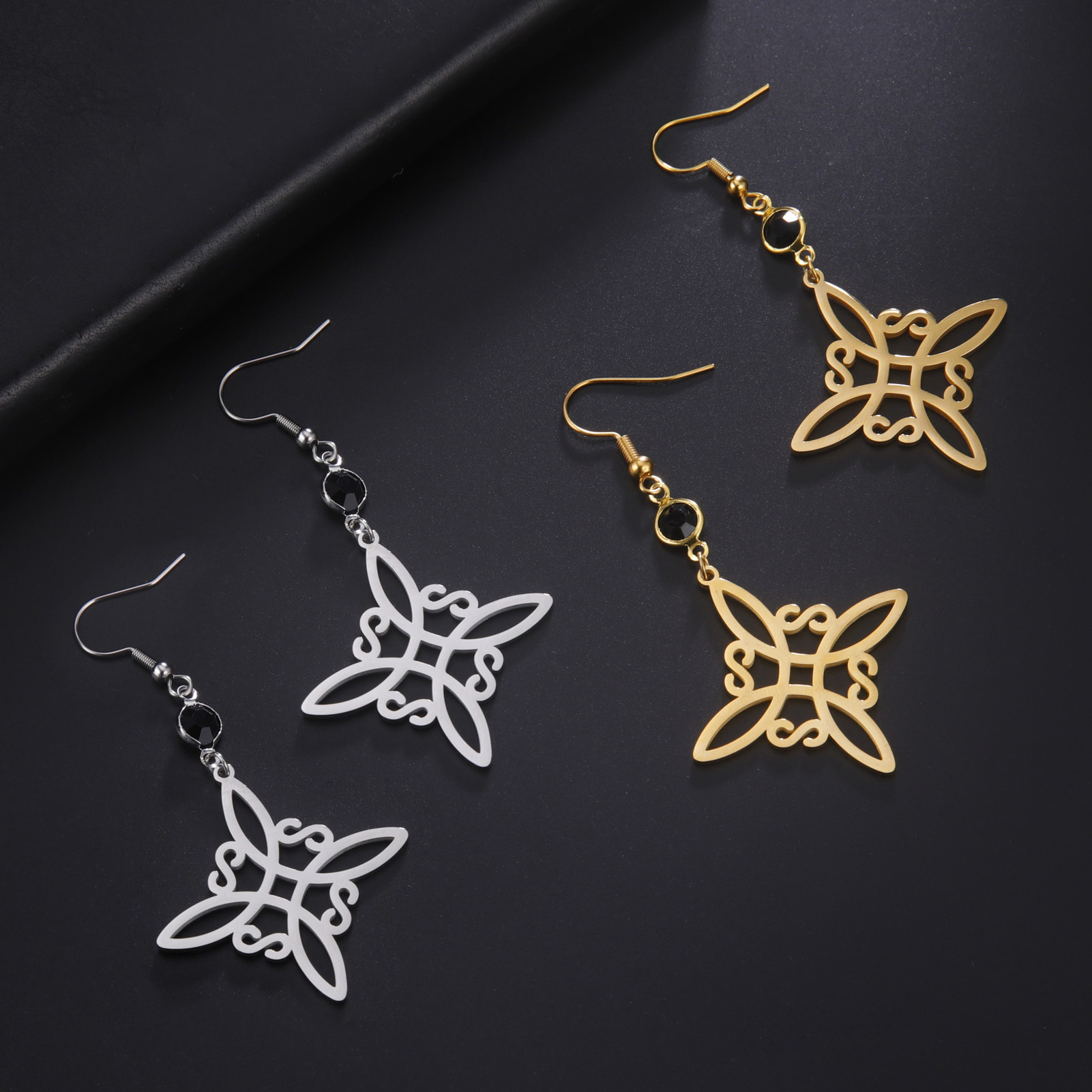 Women's S-shaped Pendant Stainless Steel Earrings