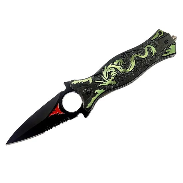 Fire Dragon Folding Sharp Self defense Tactical Knife Green - Shop at LoveMi