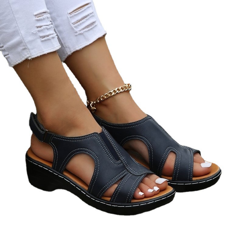 Peep-Toe Velcro Strap Sandals, picture 2 of 8