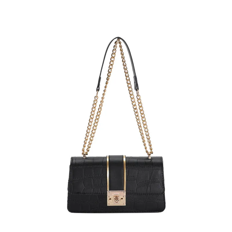 New Summer Chain Korean Fashion Casual Shoulder Bag - Black