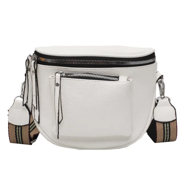 Soft Leather Crossbody Bag Casual And Versatile Saddle Style Can Be Worn As A Shoulder Bag White - Shop at LoveMi