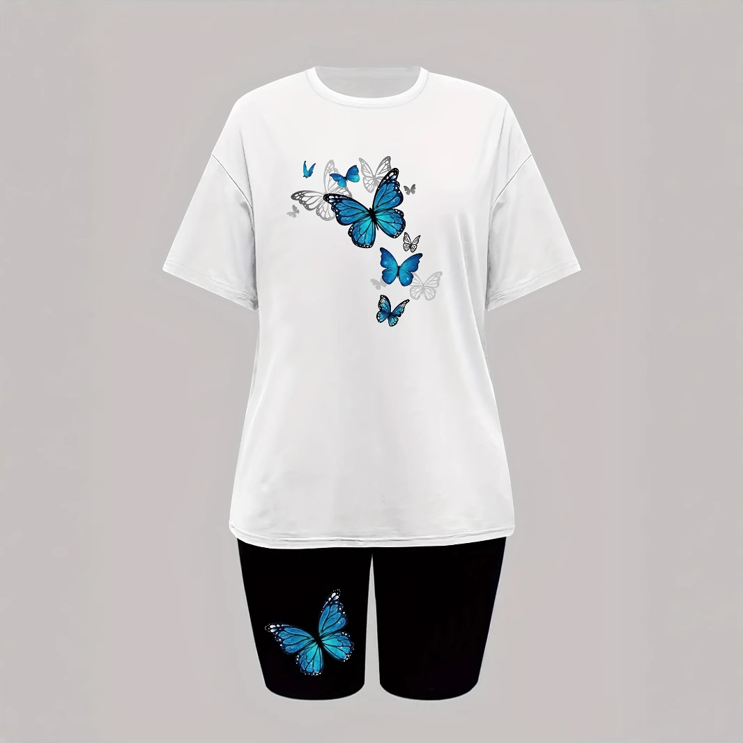 Women's Summer Butterfly Printed Two-piece Suit