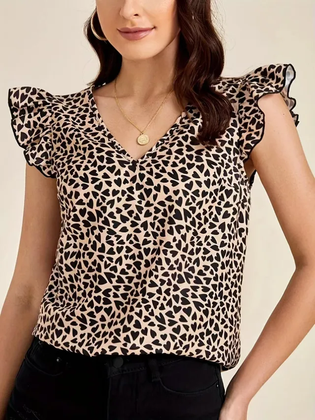 Summer New Sleeveless Leopard Print Ruffled Top Leopard - Shop at LoveMi