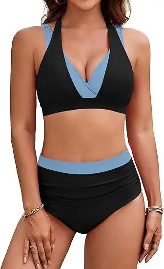Bikini Color Block Split Women's Swimsuit