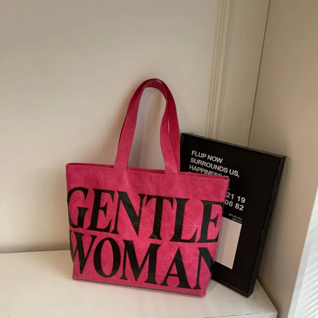 Tyvek Casual Cool Letter Printing Large Capacity Totes Rose - Shop at LoveMi
