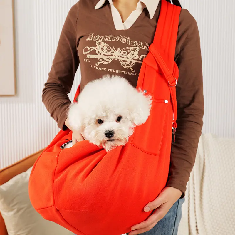 Polyester Pet Crossbody Bag With Pockets, Can Hold Up To 15 Jin