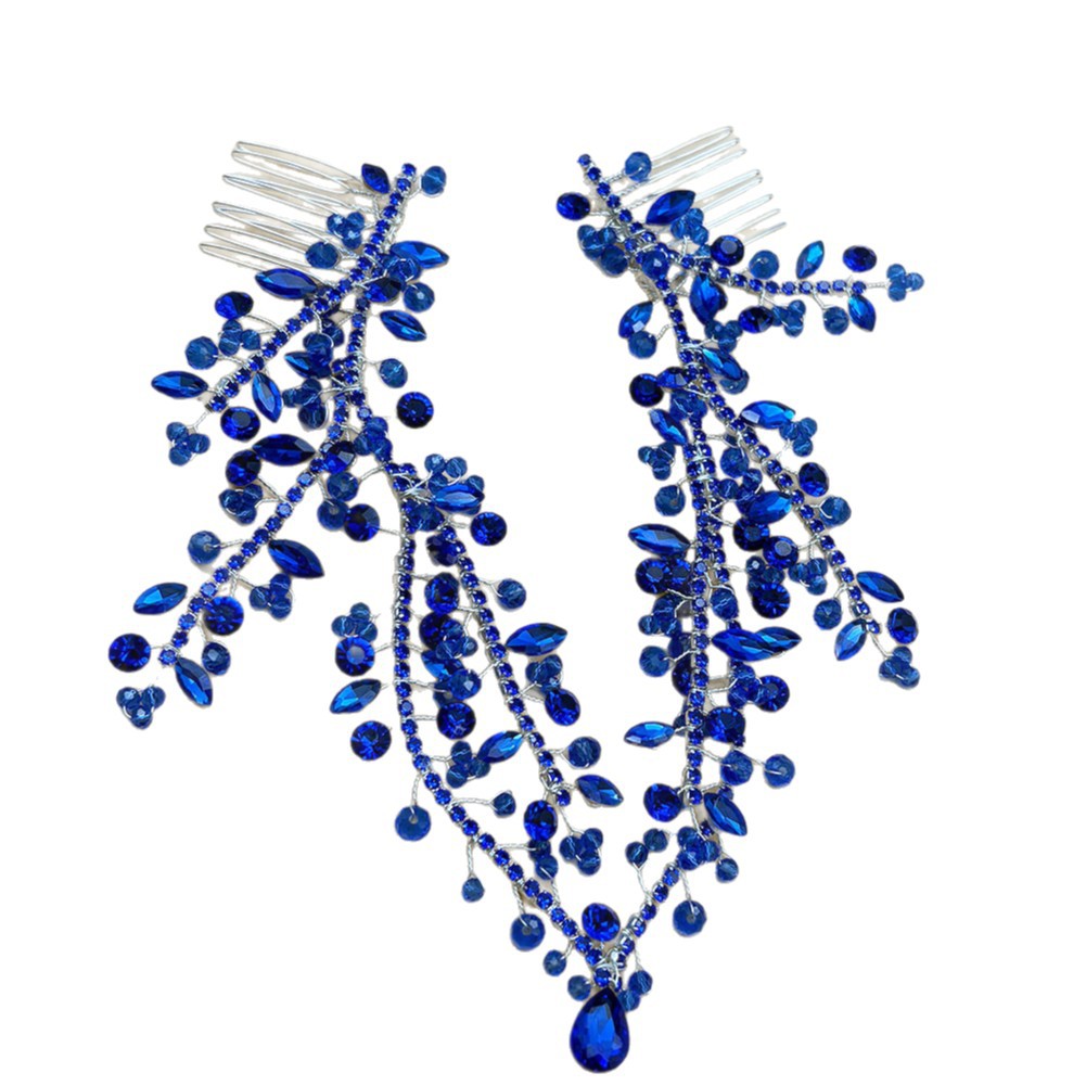 Handmade Forehead Chain Double Hair Comb Pendant Forehead Ornament In Colorful Hues