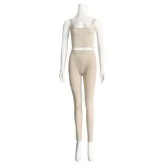Vest Pants Sports Yoga Suit Women - Beige - View 1