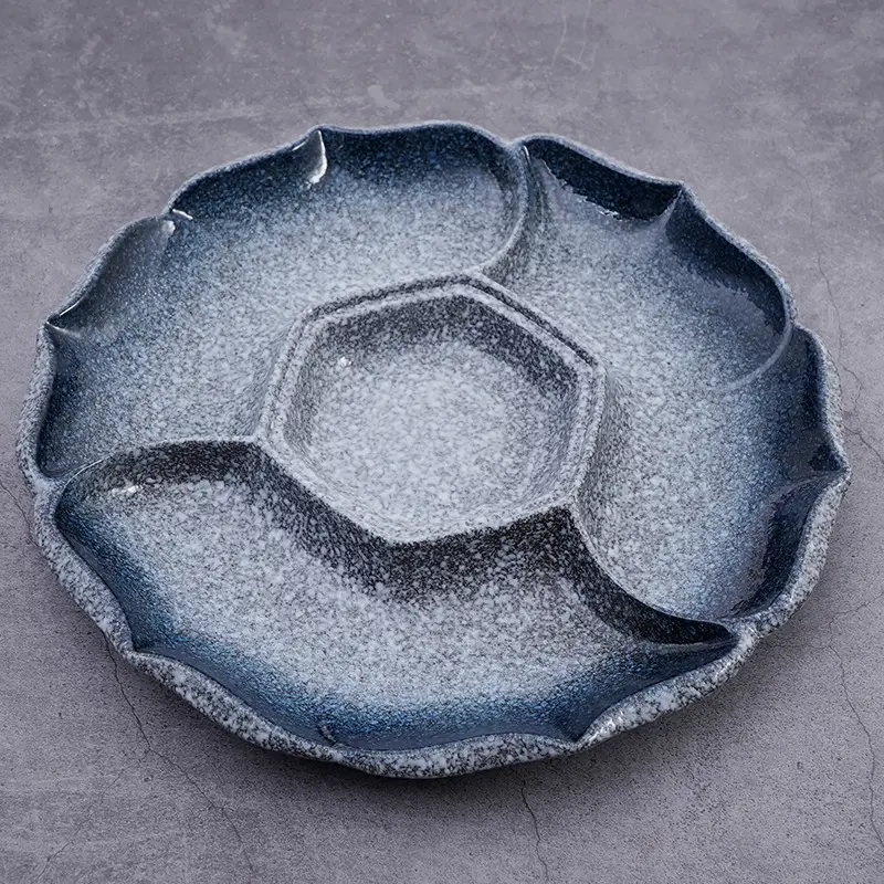 Japanese-style Ceramic Compartment Tray Four-grid Marinated Meat