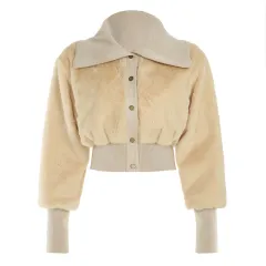 European And American Street Style Short Furry Coat - Skin Colour-S - View 1