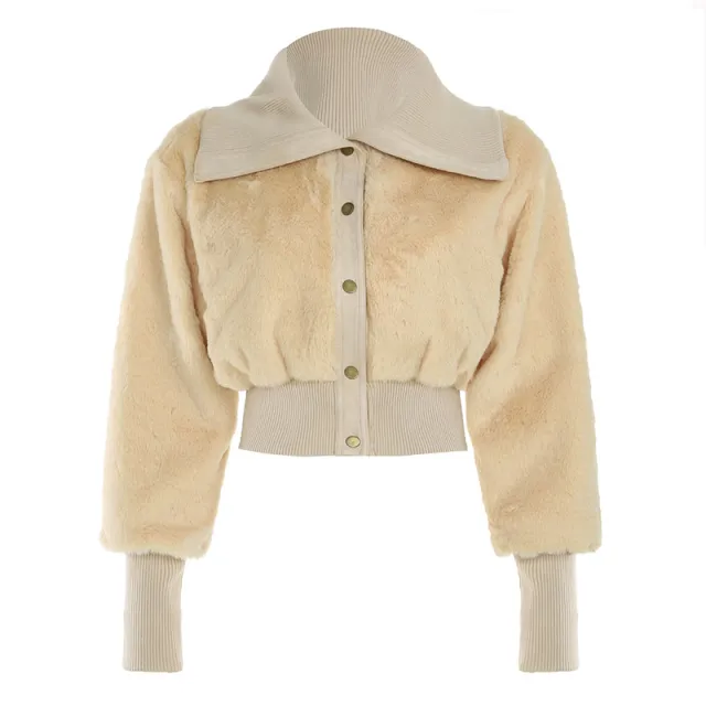 European And American Street Style Short Furry Coat Skin Color S - Shop at LoveMi