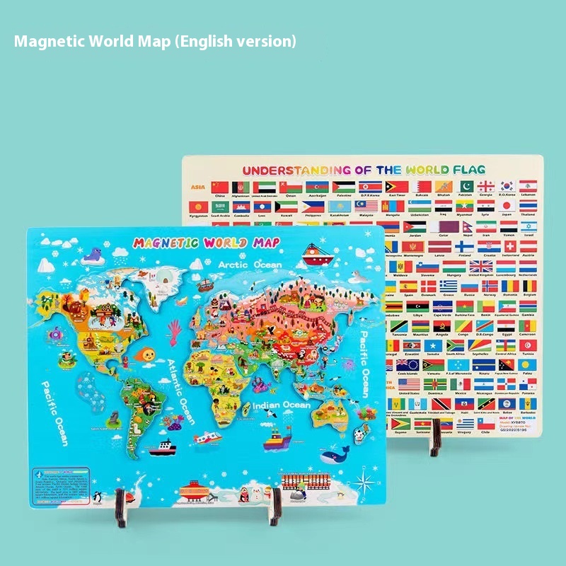 English Magnetic World Map