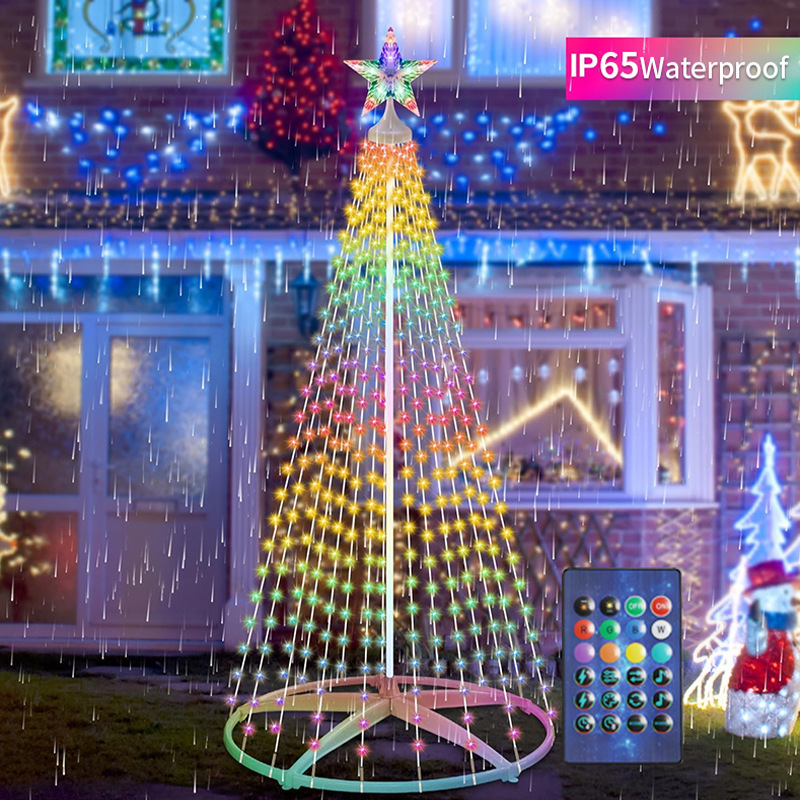 RGB Color-Changing Conical Remote-Controlled App-Powered IndoorOutdoor Tree Lights