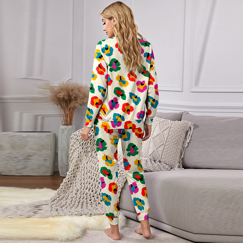 Casual Suit Female European And American Personalized Multicolor Printed Two-piece Suit
