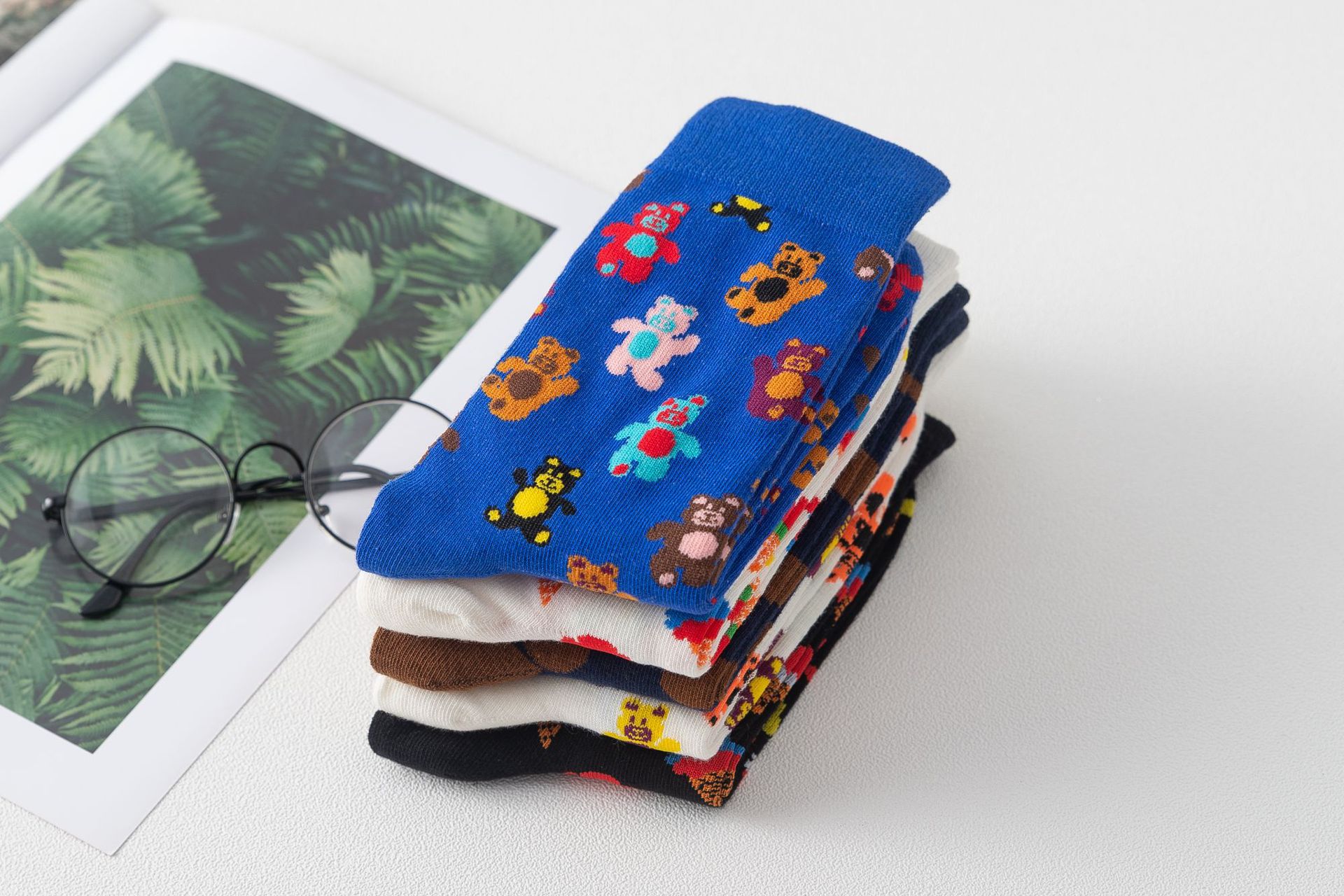 Title 3, Girls Fashion Socks featuring Cartoon Bear & I...