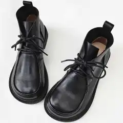 Big Toe Ankle Boots Pure Leather High-top Women's Shoes - Black - View 1