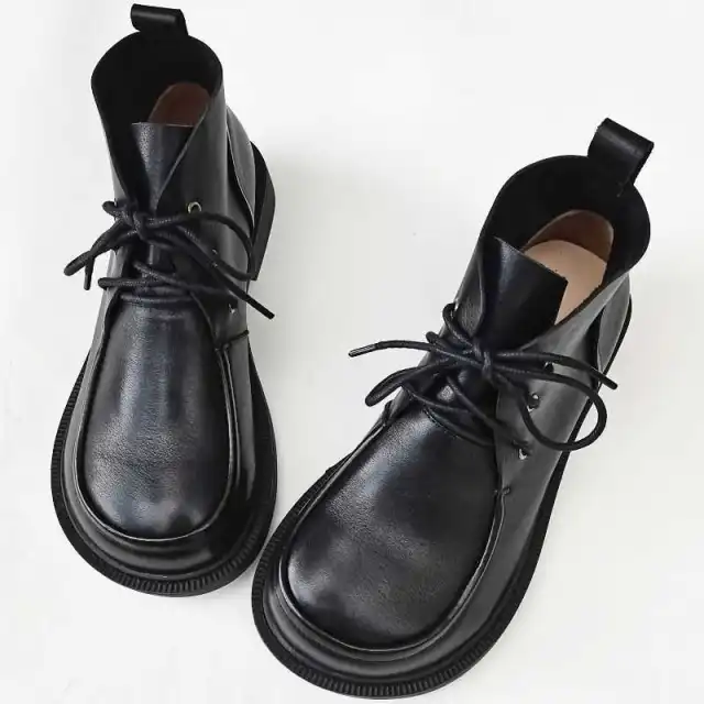 Big Toe Ankle Boots Pure Leather High top Women's Shoes Black - Shop at LoveMi