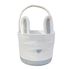 Easter Egg Portable Basket Cartoon Rabbit Hand-woven Cotton Cord Candy Bag - Gray Stitching - View 1