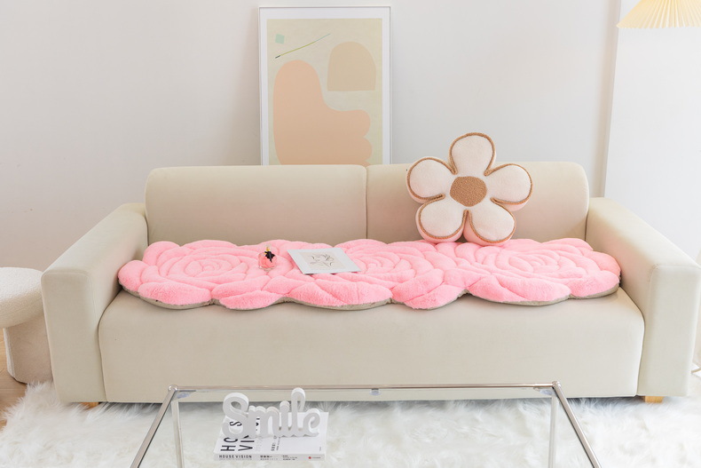 Title 3, Retro Rose-shaped Plush Thickened Cushion Non-s...