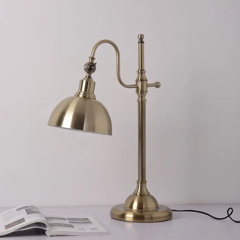 American-style Wrought-iron Foldable Long-arm Eye-care Desk Lamp For Studying And Reading
