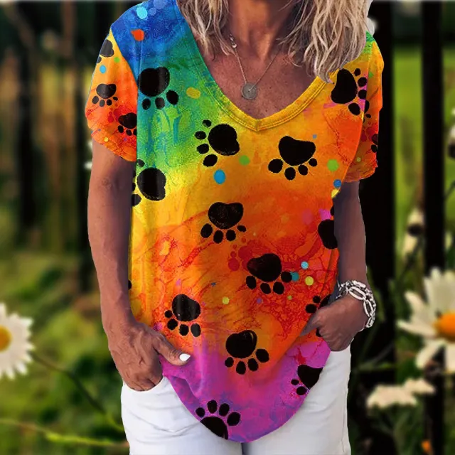 3D Printed Short Sleeve T shirt Women's Casual Half V neck T shirt Vtdws107847Sj88 - Shop at LoveMi