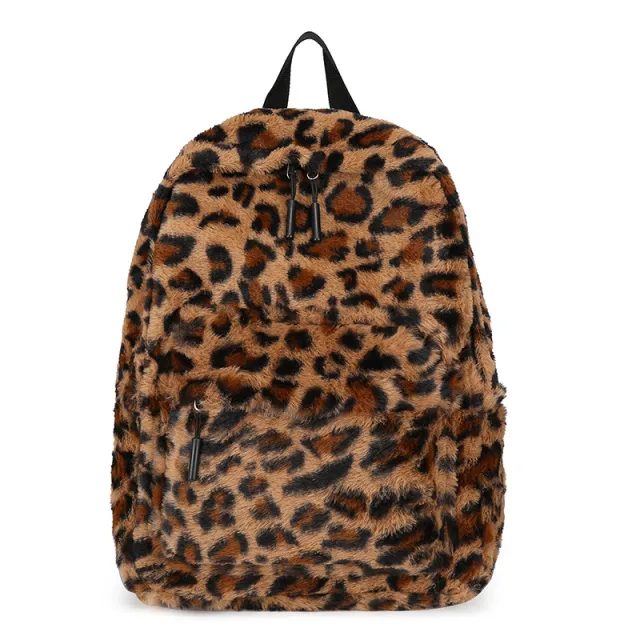 Fall Cute Backpack Student Casual Plush Leopard - Shop at LoveMi