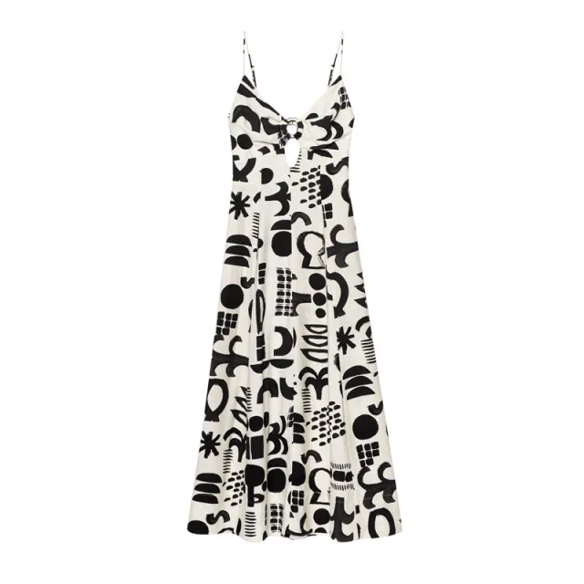 Women's V neck Swing Long Printed Sling Tube Top Sexy Dress - Shop at LoveMi