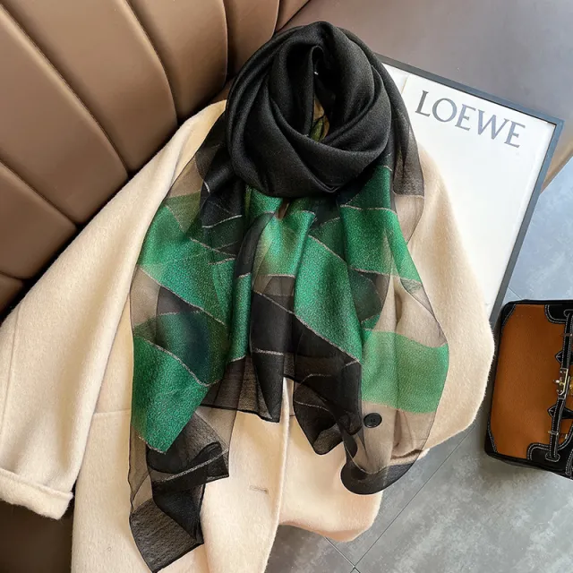 Contrast Color Warm Scarf Fashionable Stylish Long Shawl Silk Blended Textile Scarf S 59 Black - Shop at LoveMi