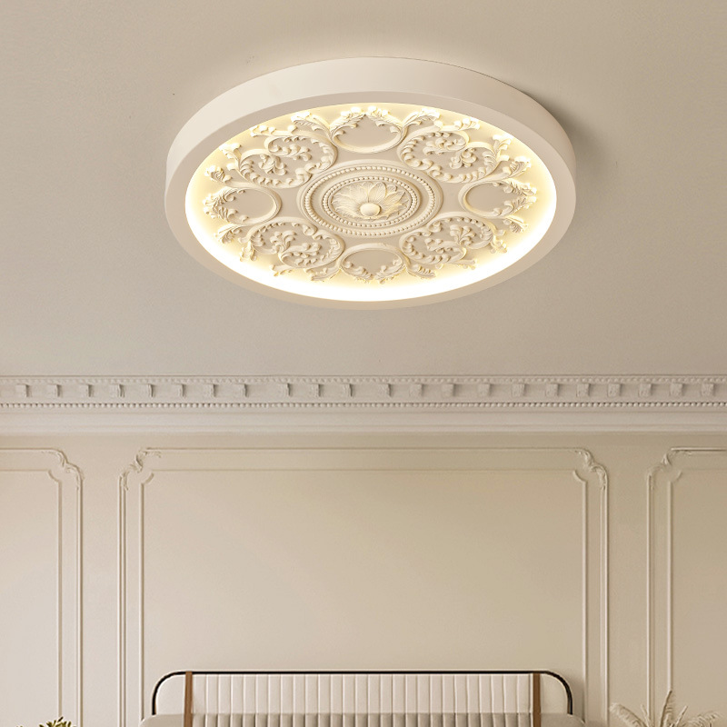 Cream Ceiling Carved Design Ceiling Lamp - Image 6