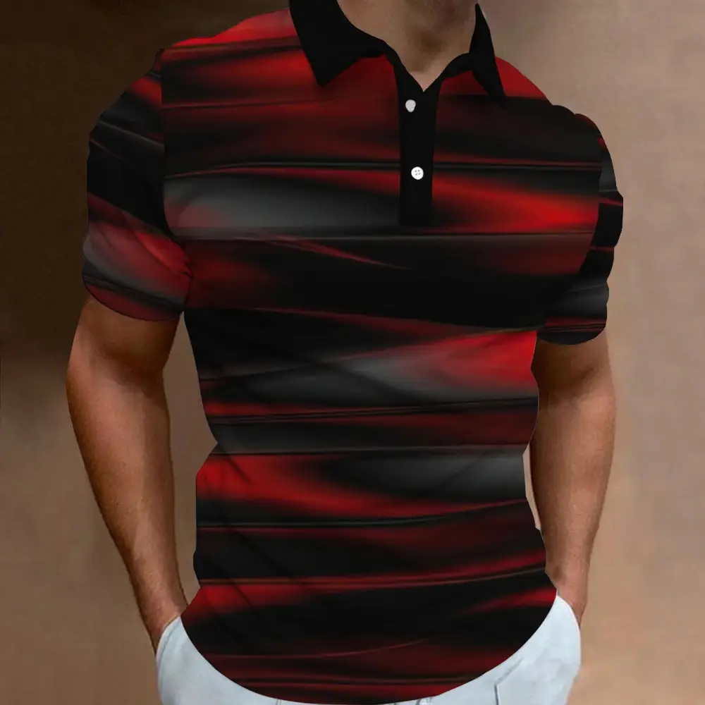 Men's Casual Loose Short Sleeves Plus Size Printed Aurora
