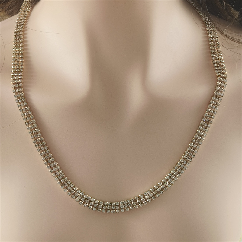 Clavicle Chain Wedding Dress Studio Popular Ornament Three-layer Zircon Necklace