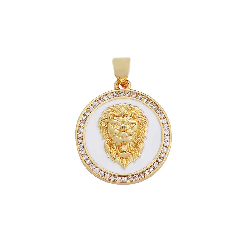 Copper Inlaid Zircon Five-pointed Star Face Alloy Pendant Diy Homemade - Lion Pendant