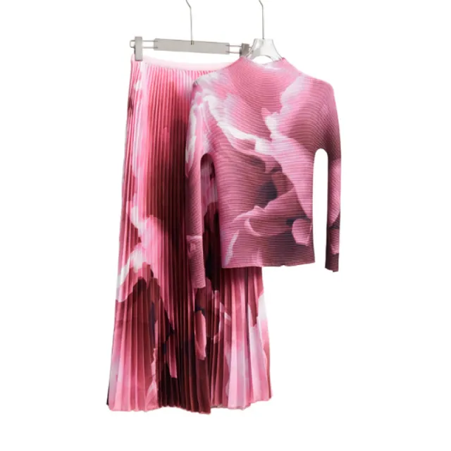 Fashion Gradient Rendering Long Sleeve T shirt Pink - Shop at LoveMi