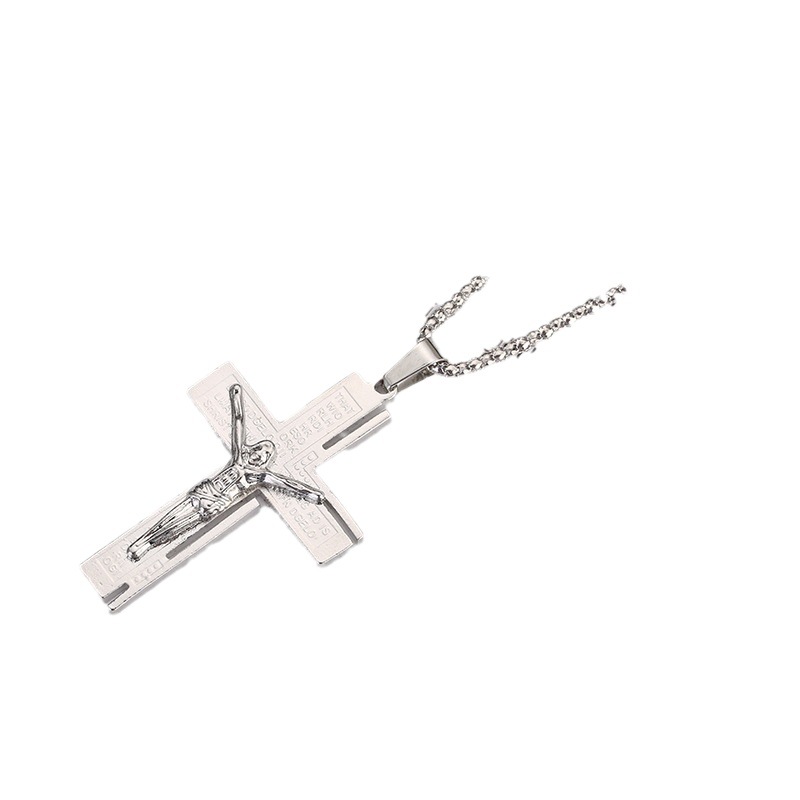 European Hip Hop Ornament Alloy Gold Plated Cross Pendant Necklace
