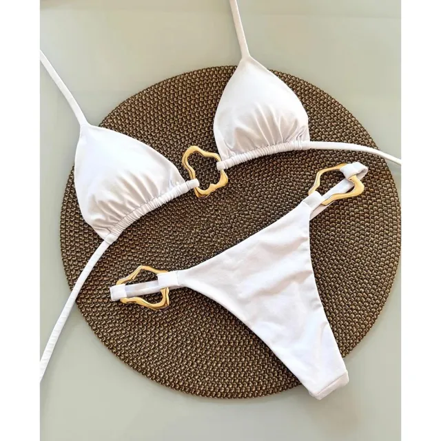 New Pure Color Tied Split Women's Swimsuit C3695 White - Shop at LoveMi