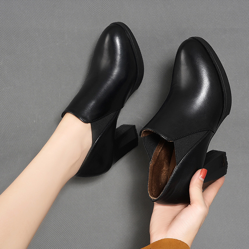 Suede High-heeled Shallow-toe Work Shoes With A Soft Sole