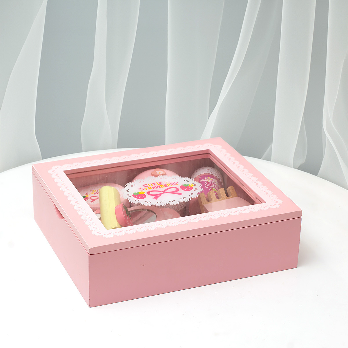 Children's Simulation Play House Girls' Makeup Wooden Box