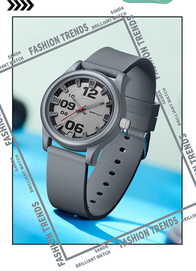 Sanda 3252 Waterproof Silicone Strap Quartz Watch For Teenagers Boys and Girls