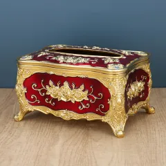 Light Luxury Tissue Retro Cute KTV Hotel Napkin Paper Box - Golden Red - View 1